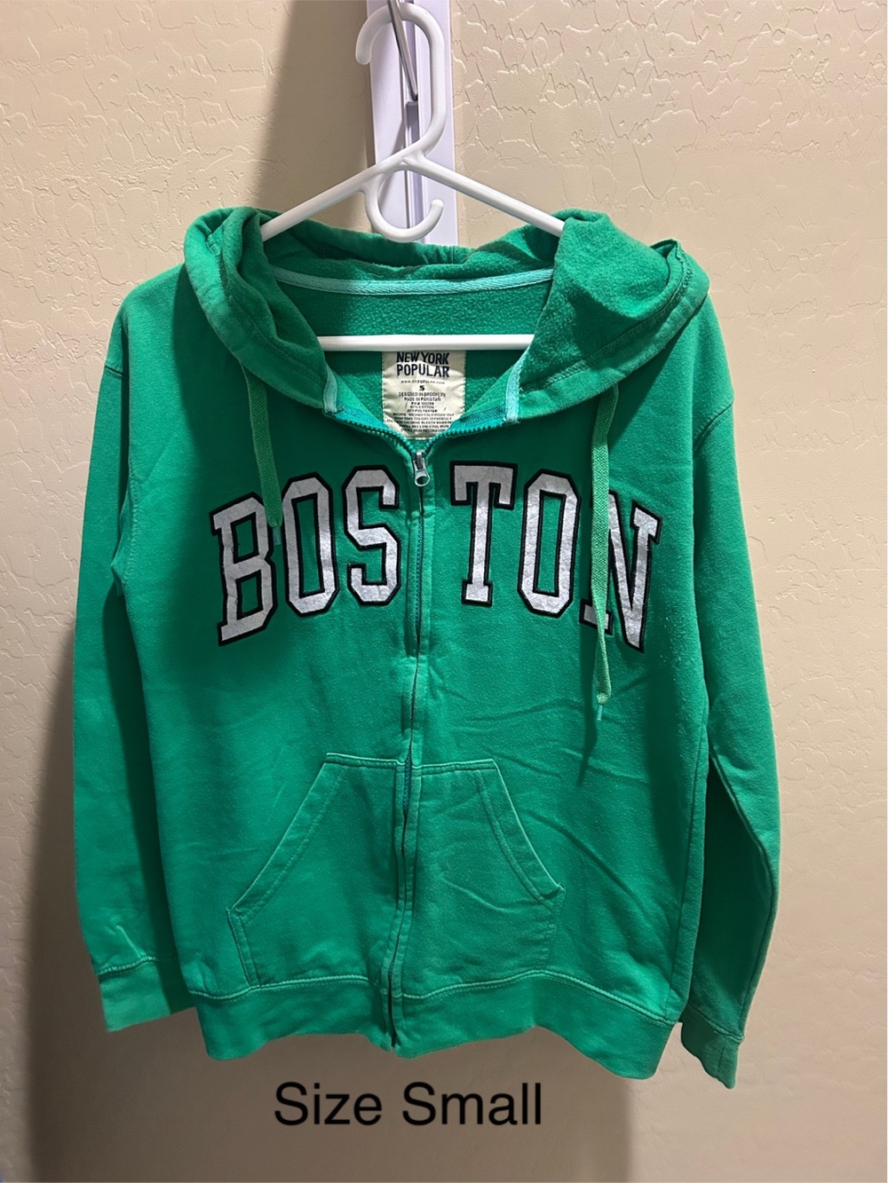 Mens Boston Green Zip-Up Hoodie